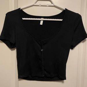 Sunday Best ribbed button up cropped t-shirt.